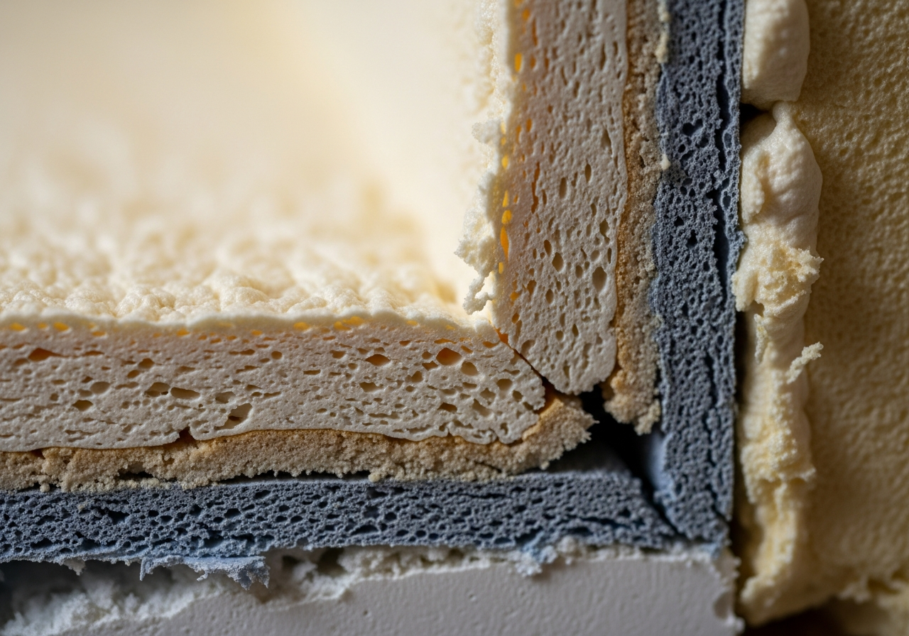 Overview of spray foam removal work in progress at a British residential property