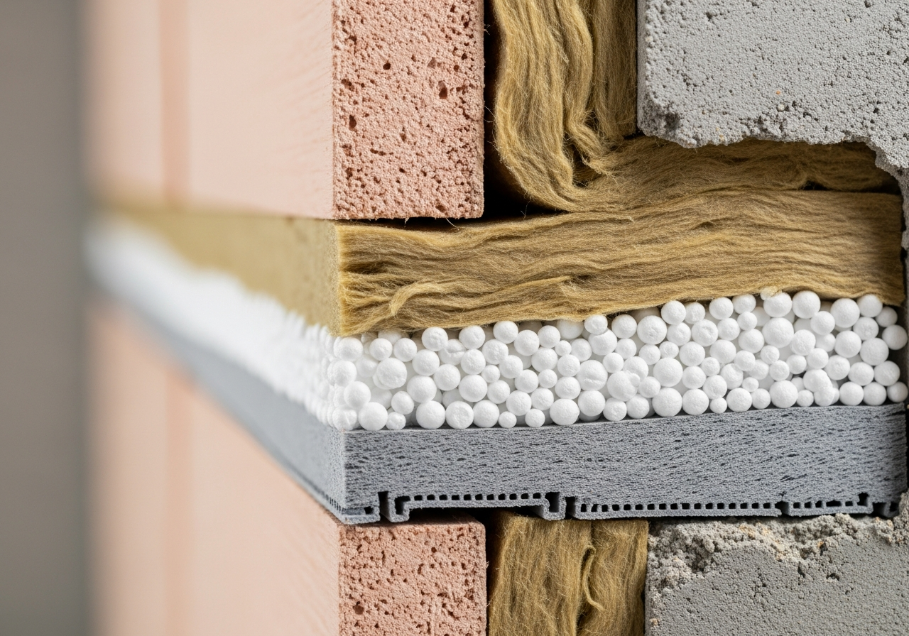 Overview of wall insulation work in progress at a British residential property